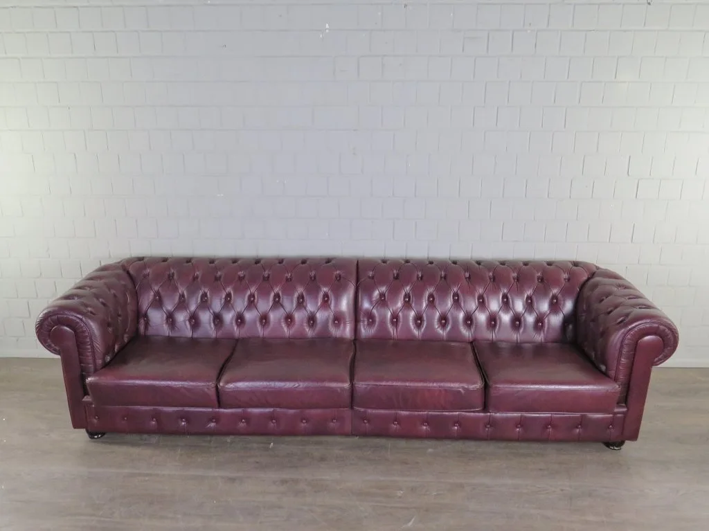 Chesterfield Sofa Couch Leder Pflaume 2.90 m