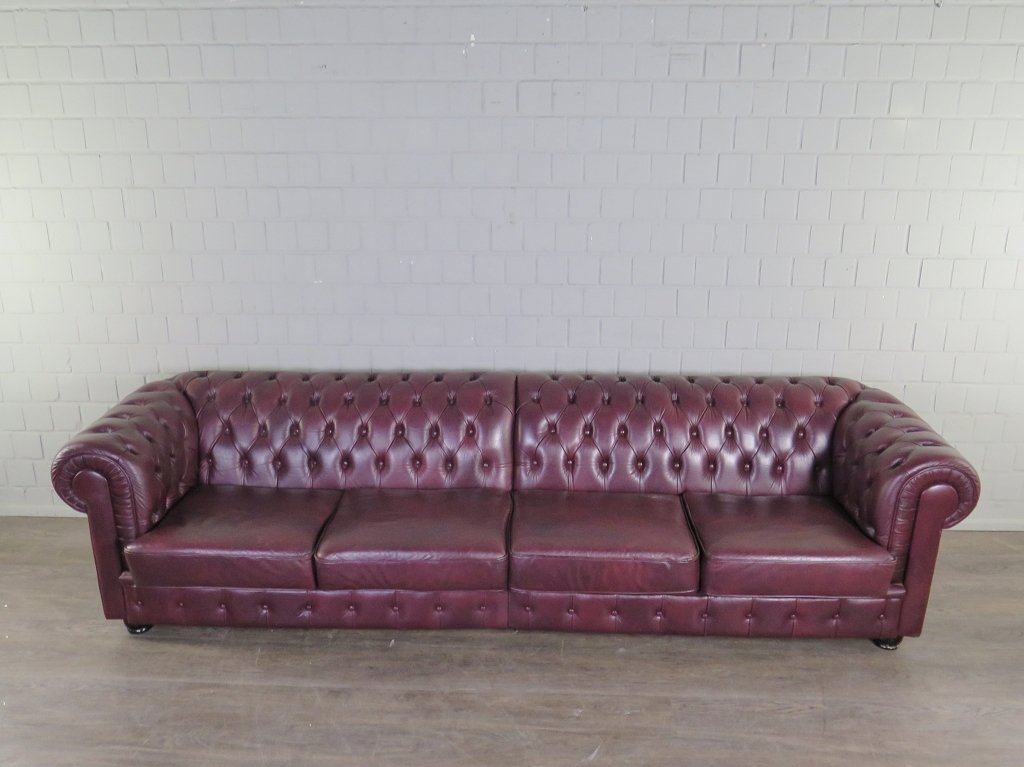 Chesterfield Sofa Couch Leder Pflaume 2.90 m