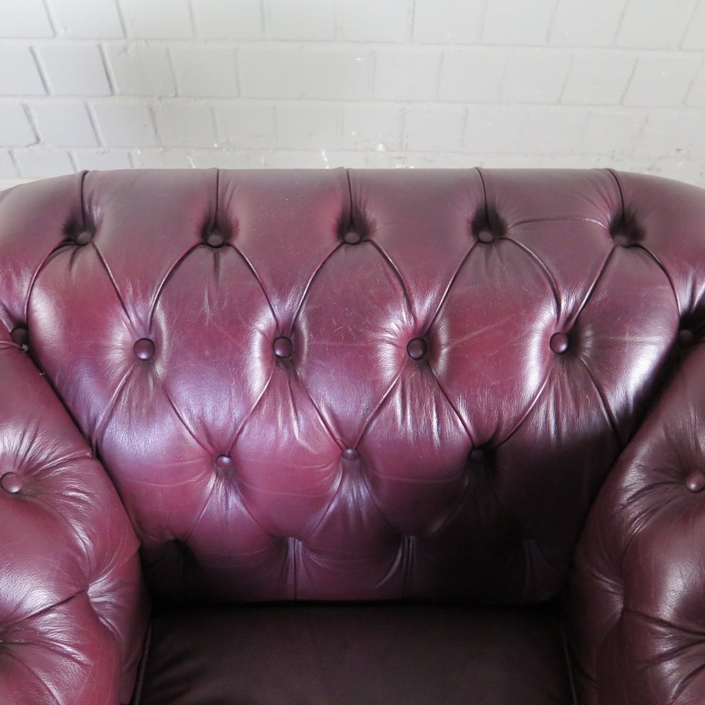 Chesterfield Sessel Leder Pflaume