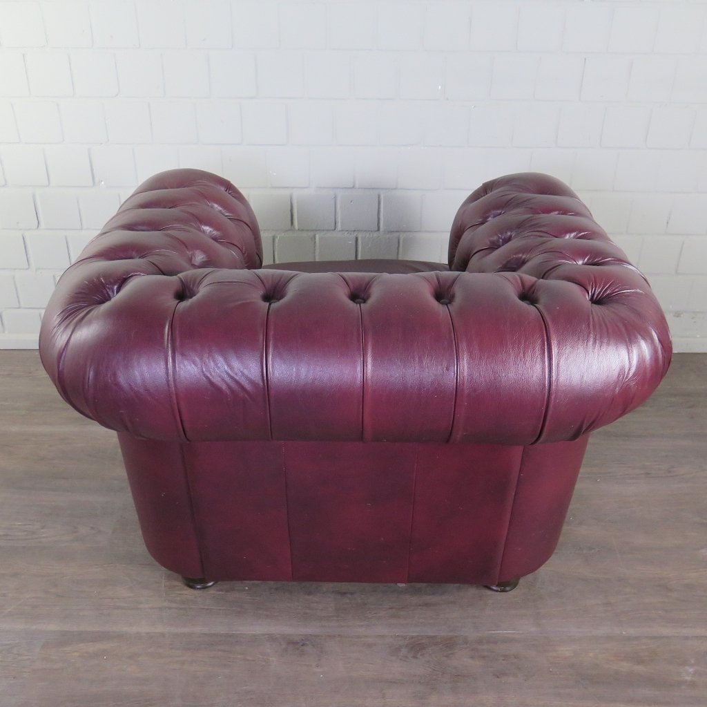 Chesterfield Sessel Leder Pflaume