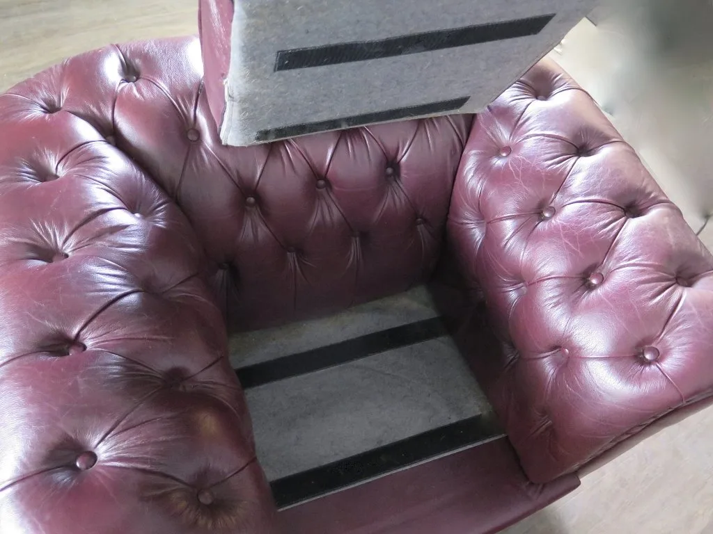 Chesterfield Sessel Leder Pflaume