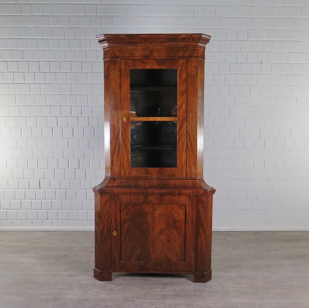 Eckschrank Eckvitrine Biedermeier 1840 Mahagoni