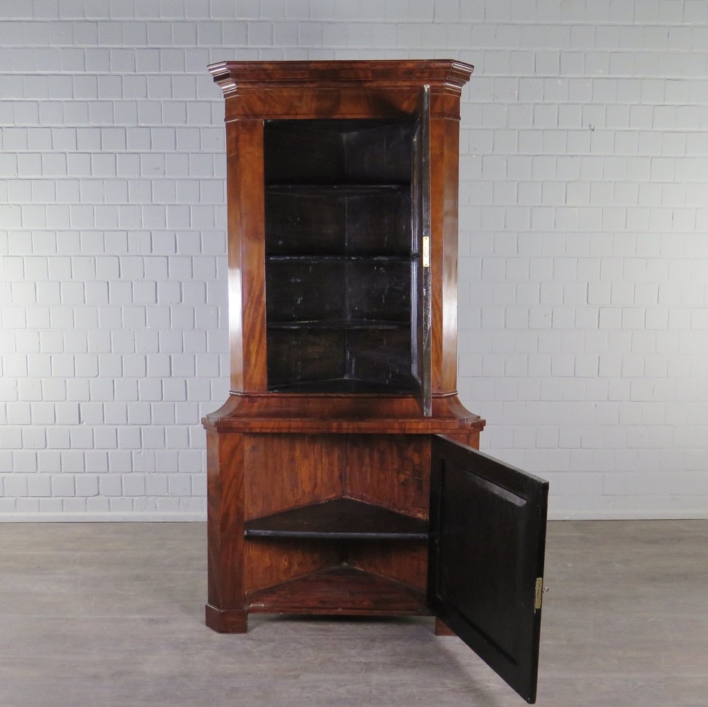 Eckschrank Eckvitrine Biedermeier 1840 Mahagoni