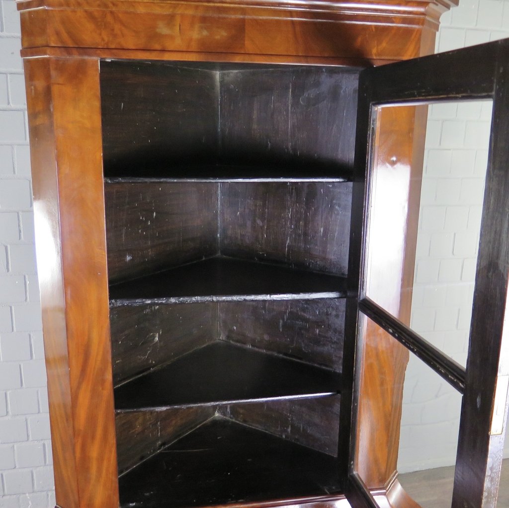 Eckschrank Eckvitrine Biedermeier 1840 Mahagoni