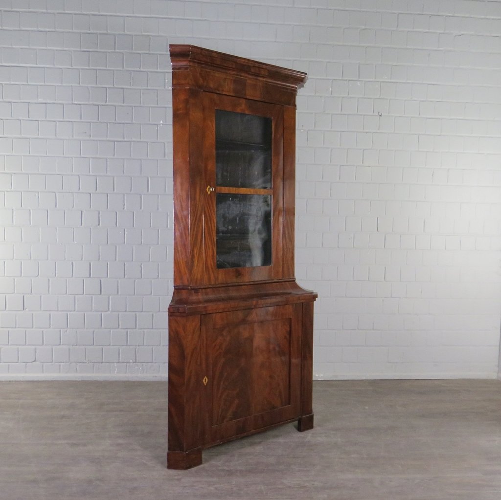 Eckschrank Eckvitrine Biedermeier 1840 Mahagoni