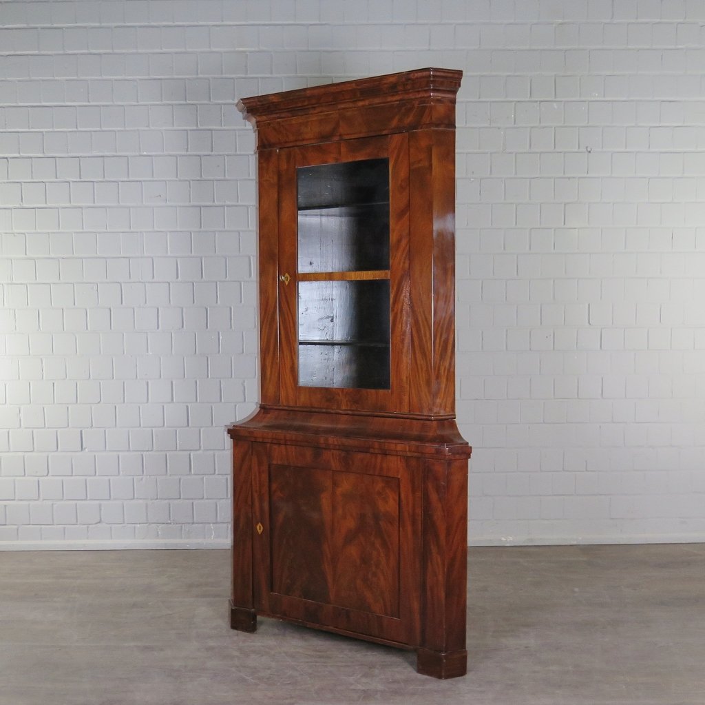 Eckschrank Eckvitrine Biedermeier 1840 Mahagoni