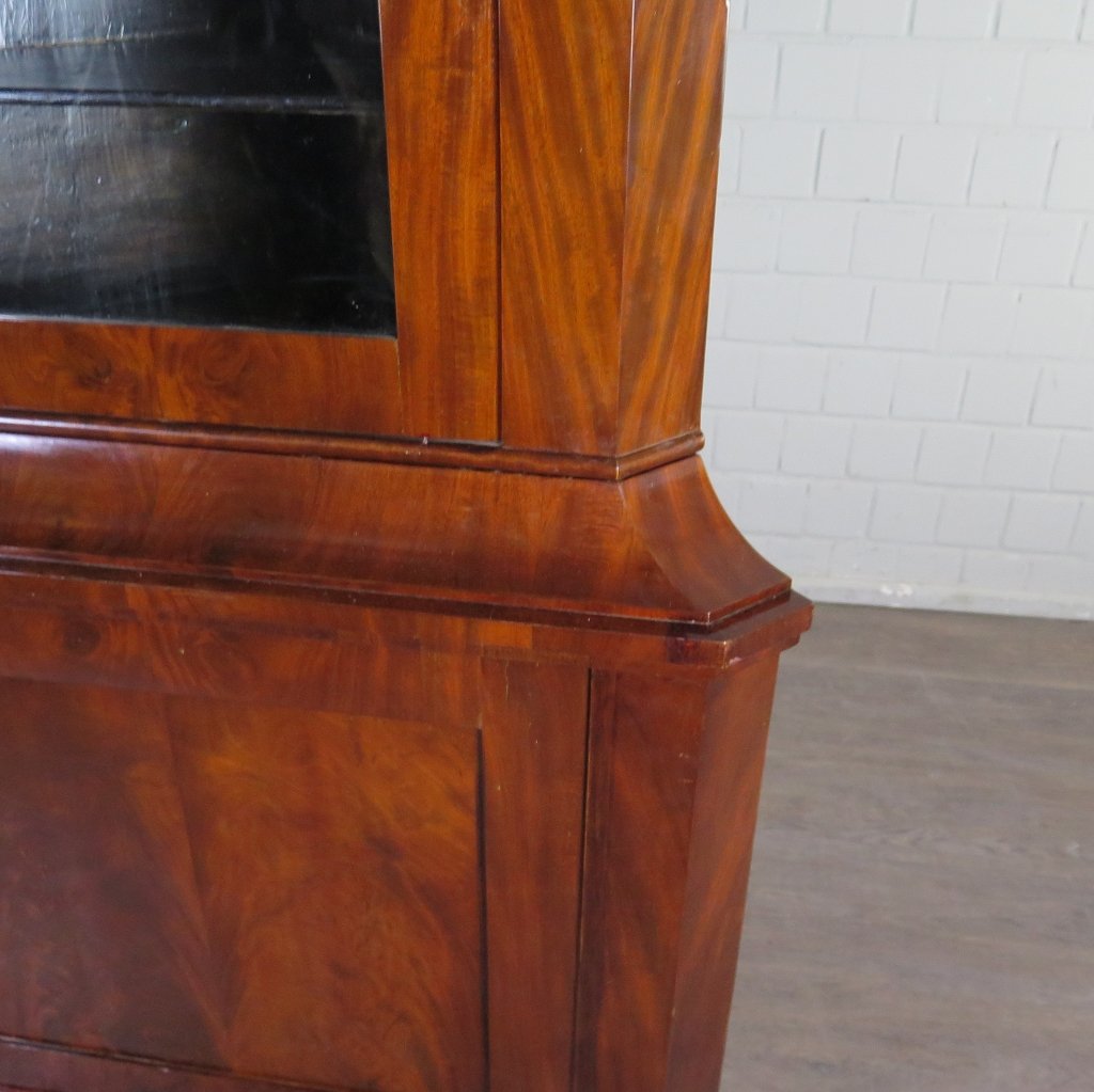 Eckschrank Eckvitrine Biedermeier 1840 Mahagoni