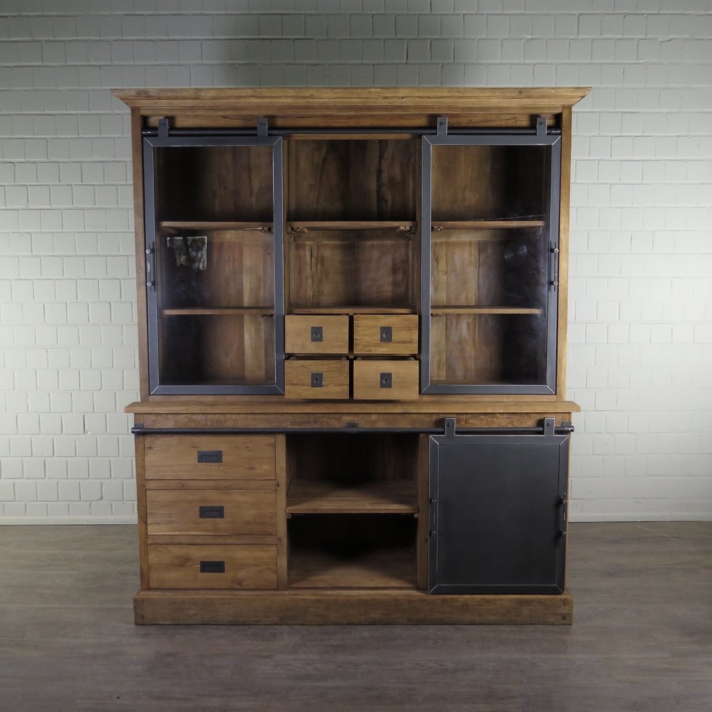 Vitrine Bücherschrank Teakholz 1,92 m