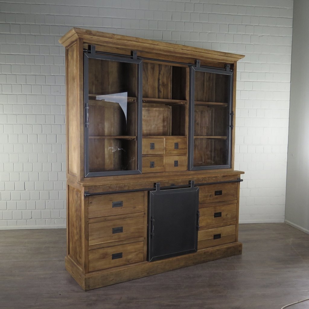 Vitrine Bücherschrank Teakholz 1,92 m