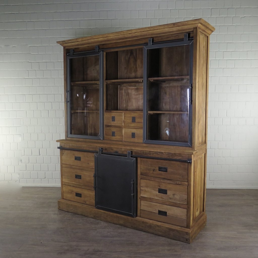 Vitrine Bücherschrank Teakholz 1,92 m