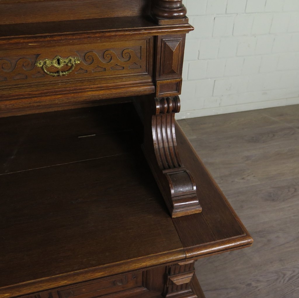 Vitrine mit Truhenbank Schrank Gründerzeit 1880 Eiche
