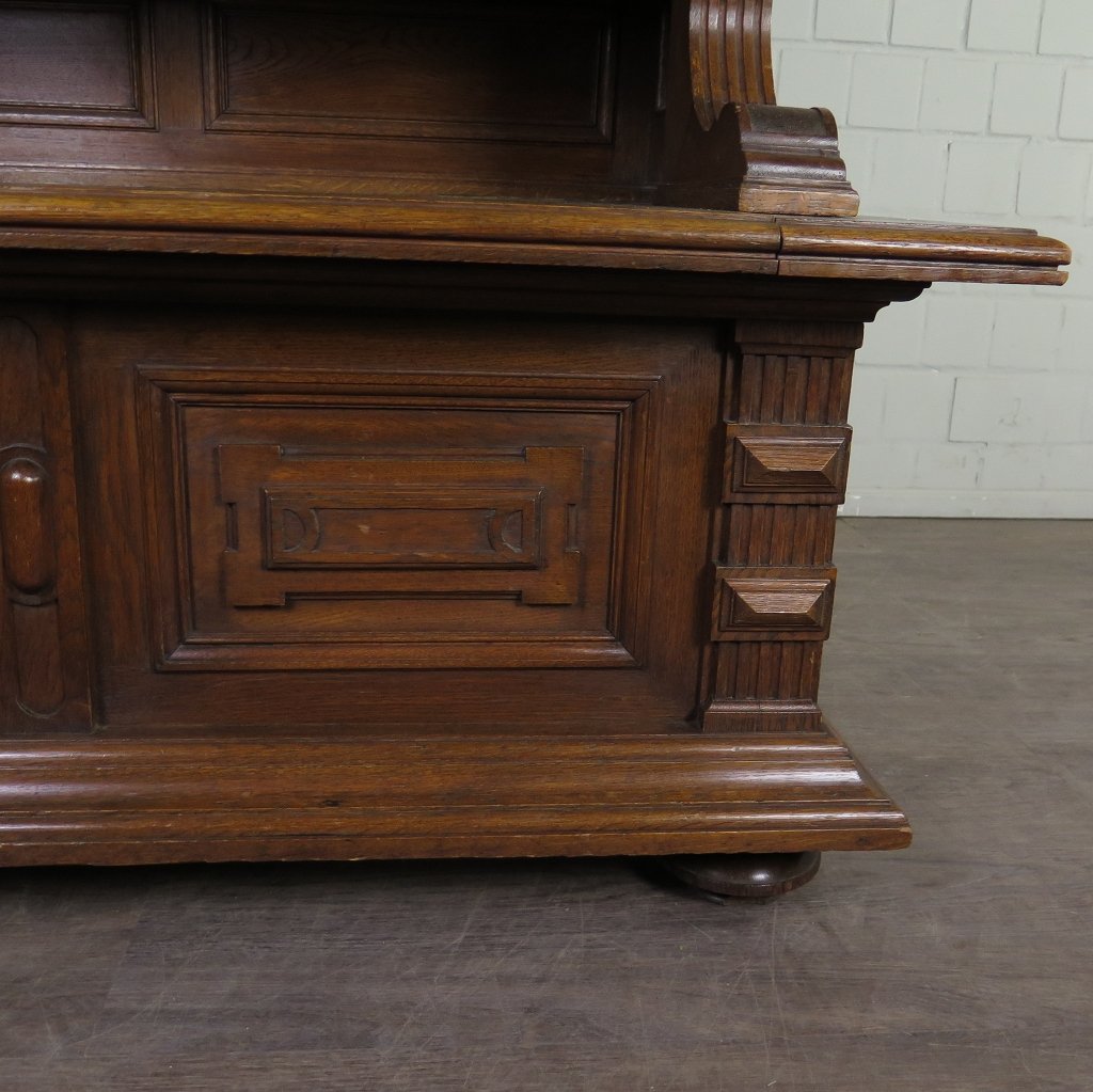Vitrine mit Truhenbank Schrank Gründerzeit 1880 Eiche