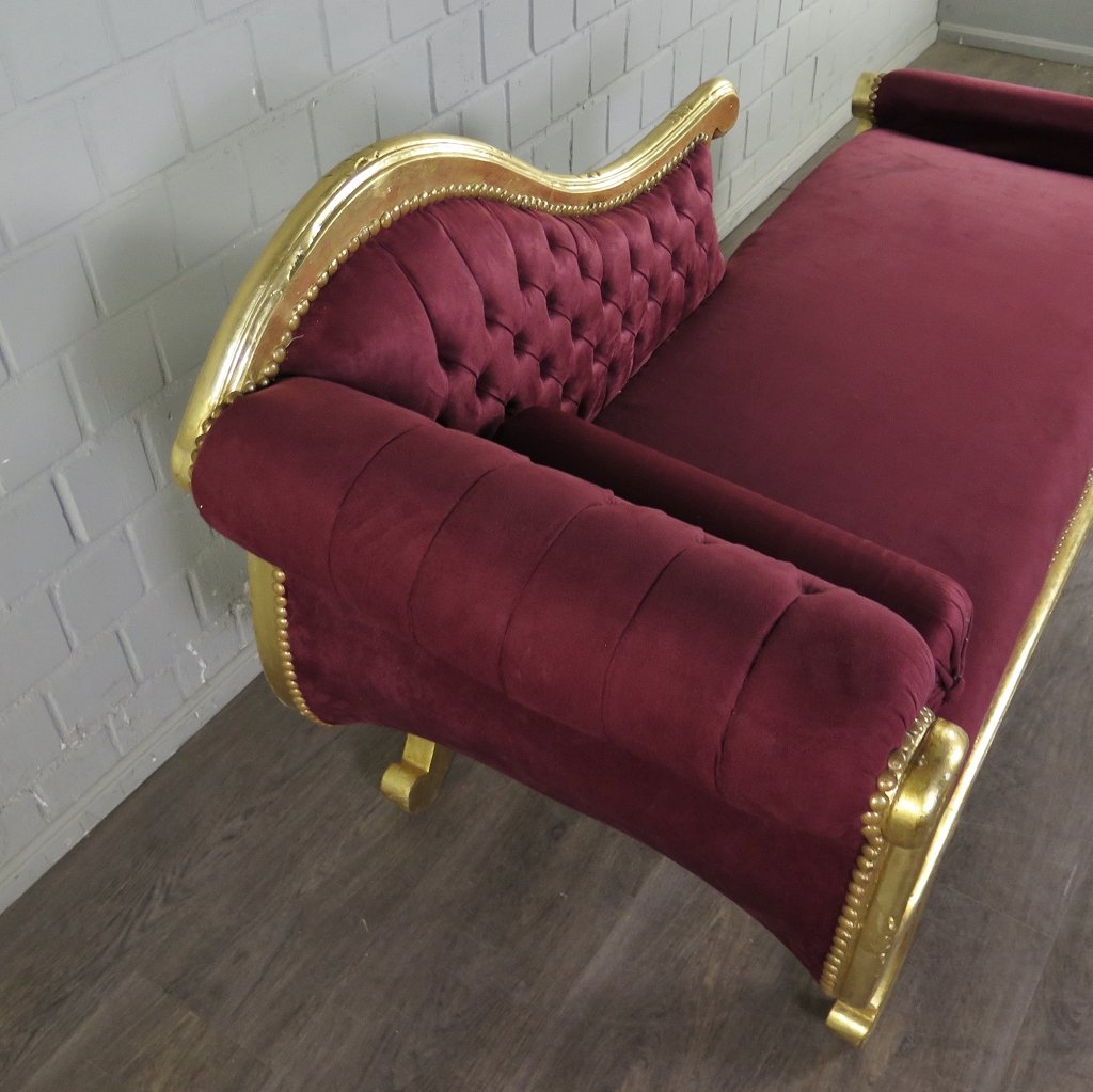 Chesterfield Chaiselongue Recamiere Dunkelrot 1,88 m