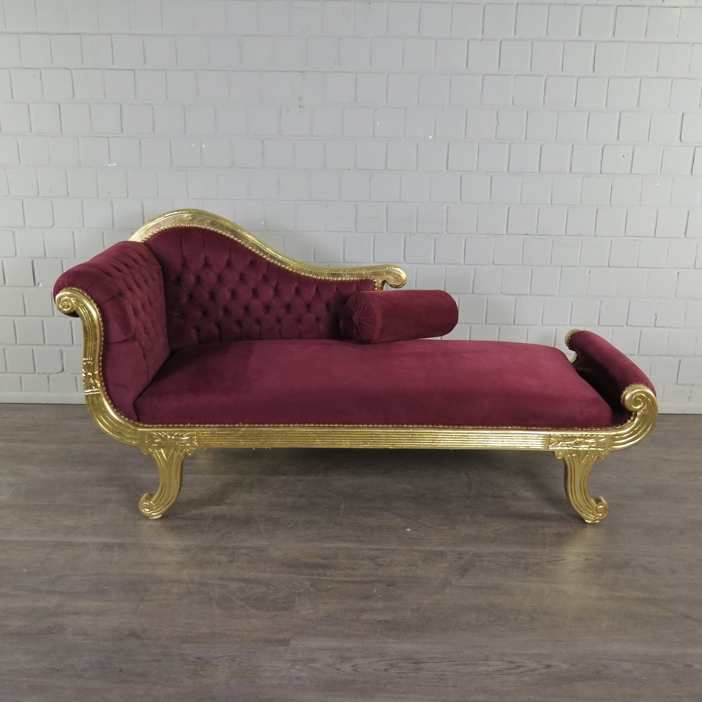 Chesterfield Chaiselongue Recamiere Dunkelrot 1,88 m