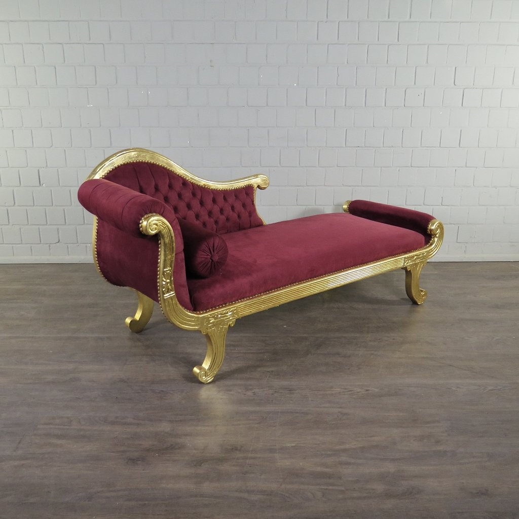 Chesterfield Chaiselongue Recamiere Dunkelrot 1,88 m