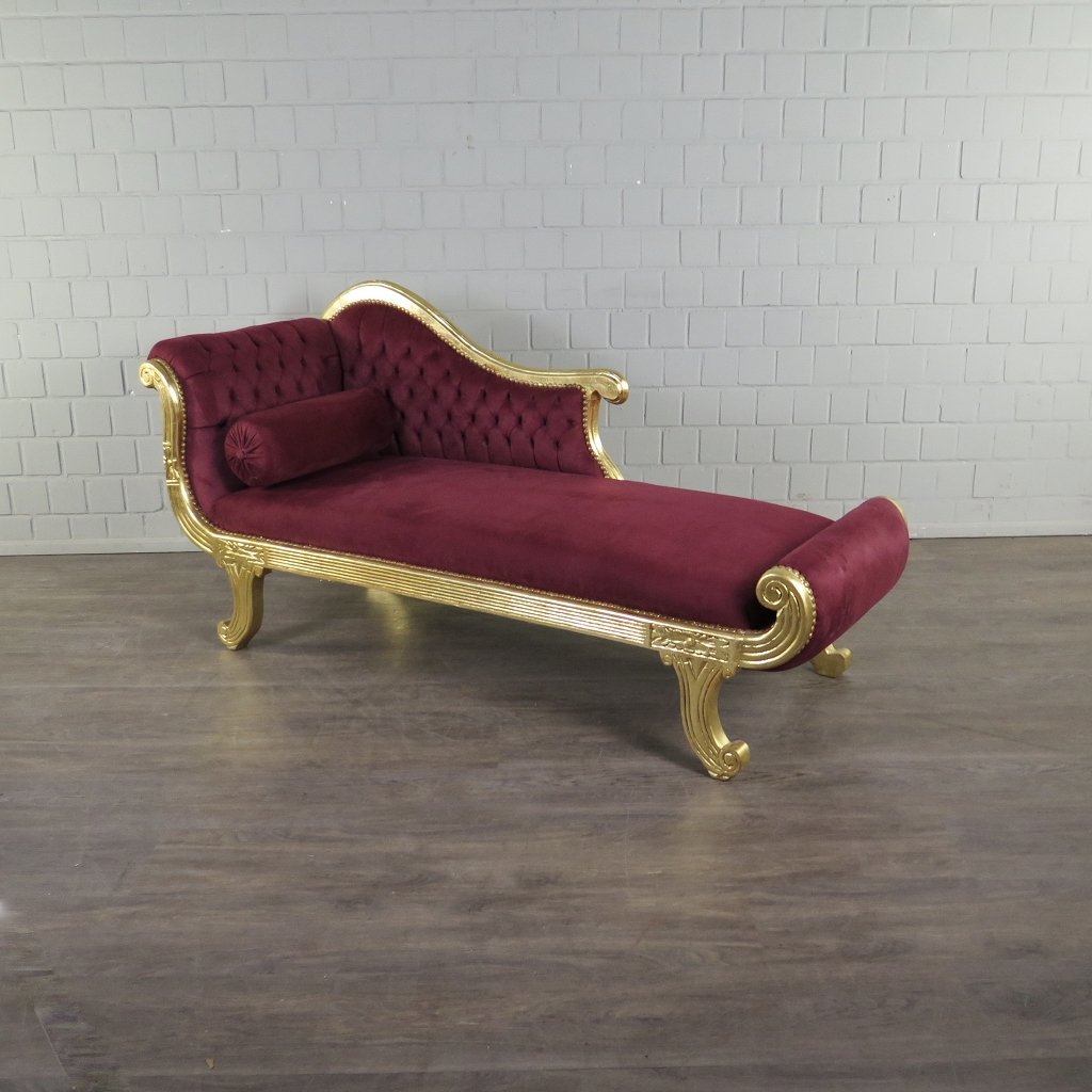 Chesterfield Chaiselongue Recamiere Dunkelrot 1,88 m