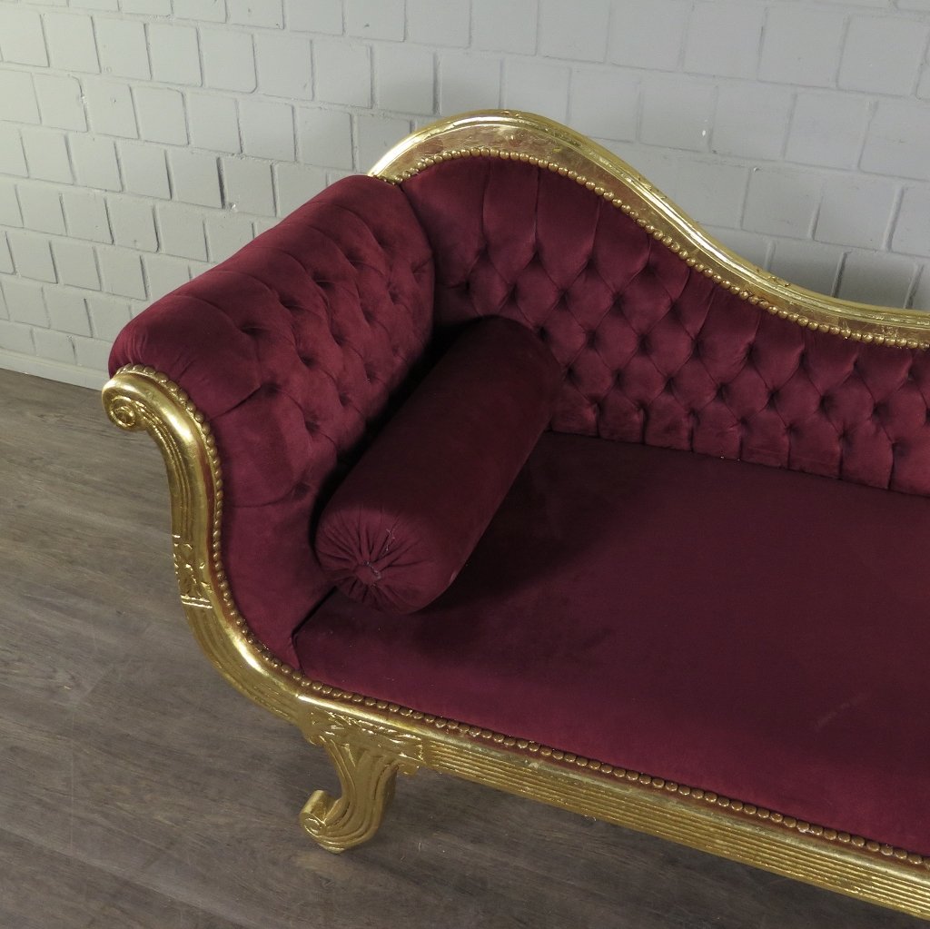 Chesterfield Chaiselongue Recamiere Dunkelrot 1,88 m