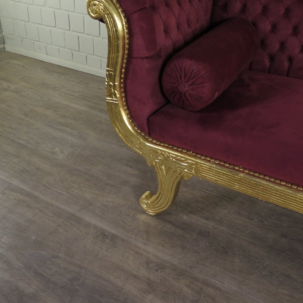 Chesterfield Chaiselongue Recamiere Dunkelrot 1,88 m