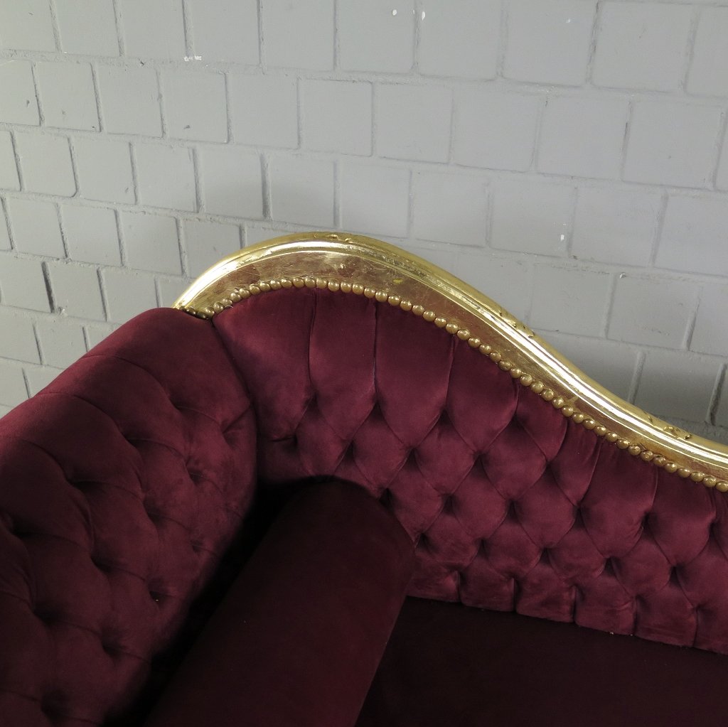 Chesterfield Chaiselongue Recamiere Dunkelrot 1,88 m