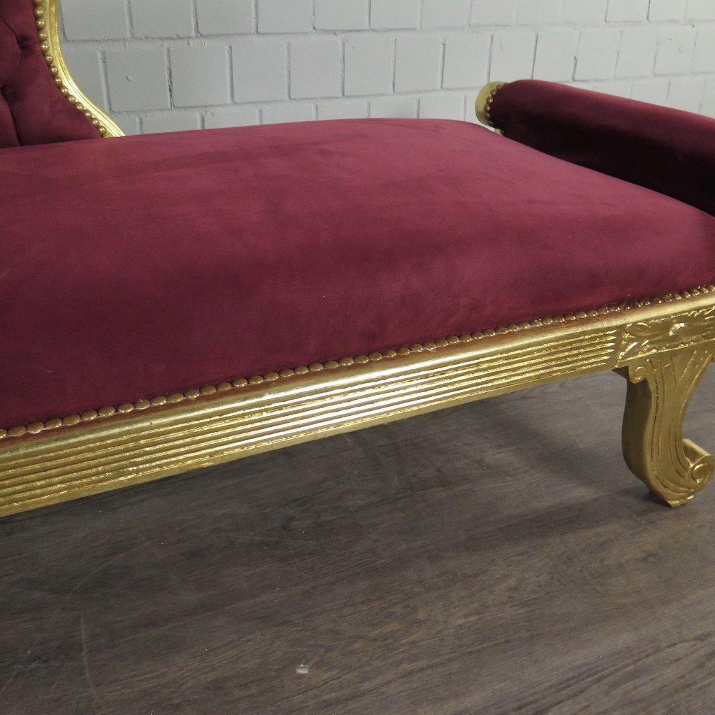 Chesterfield Chaiselongue Recamiere Dunkelrot 1,88 m