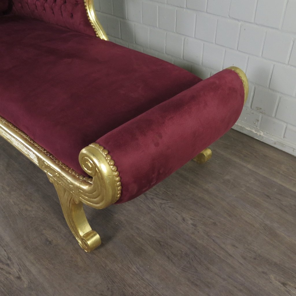 Chesterfield Chaiselongue Recamiere Dunkelrot 1,88 m