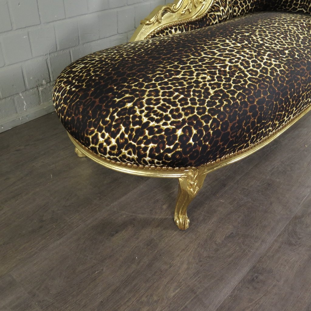Chesterfield Chaiselongue Recamiere Leopard 1,55 m