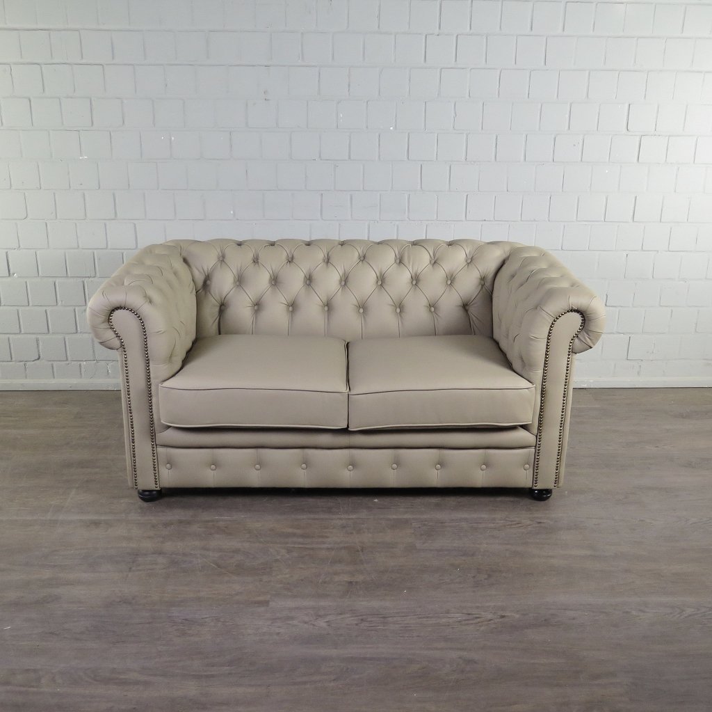 Chesterfield Couchgarnitur PU-Leder Sand
