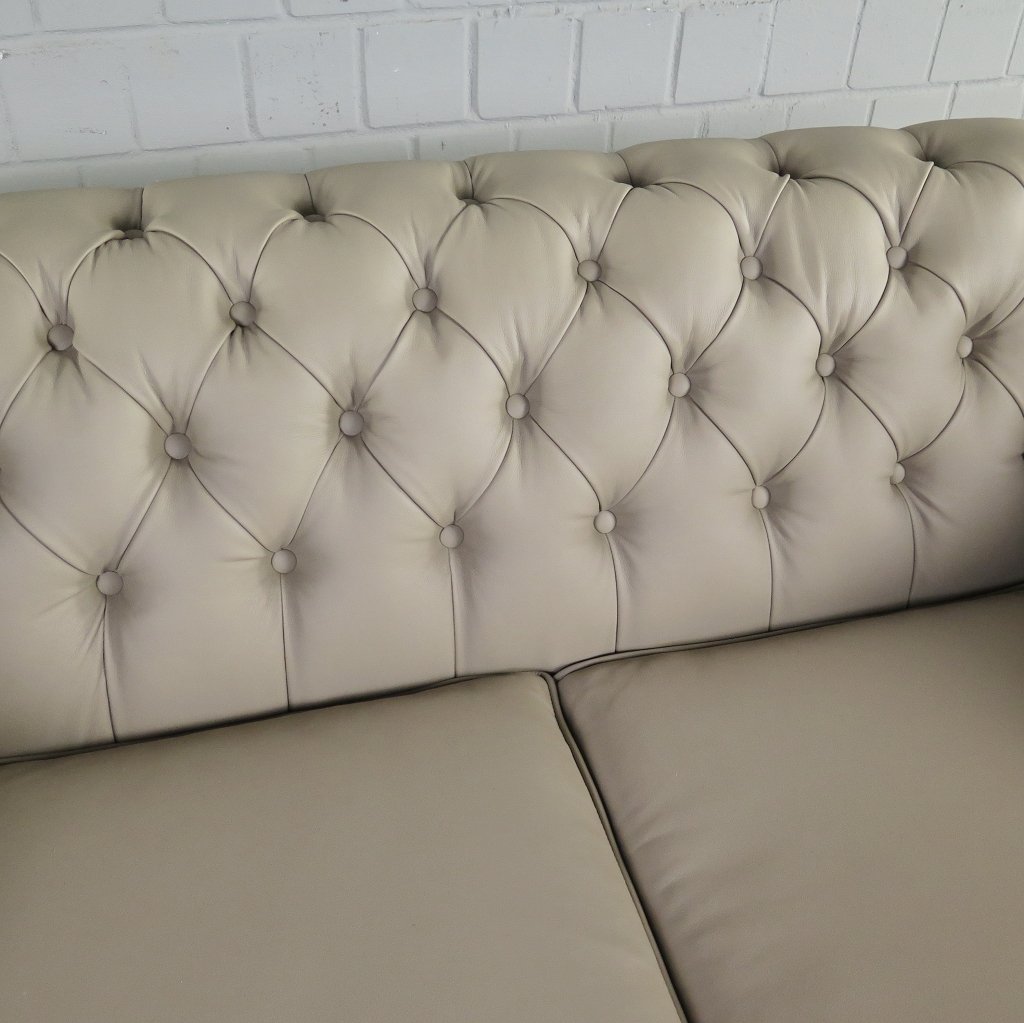Chesterfield Couchgarnitur PU-Leder Sand