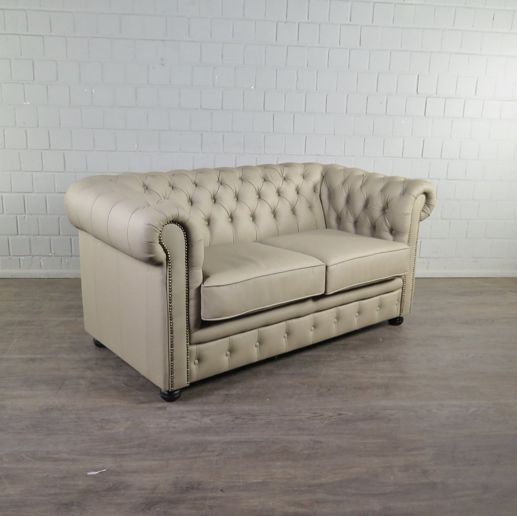 Chesterfield Couchgarnitur PU-Leder Sand