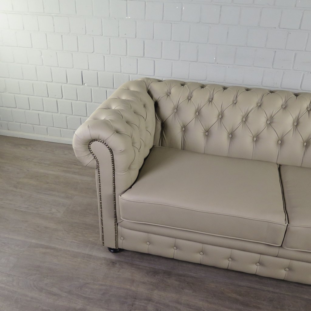 Chesterfield Couchgarnitur PU-Leder Sand