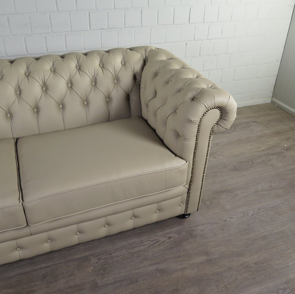 Chesterfield Couchgarnitur PU-Leder Sand