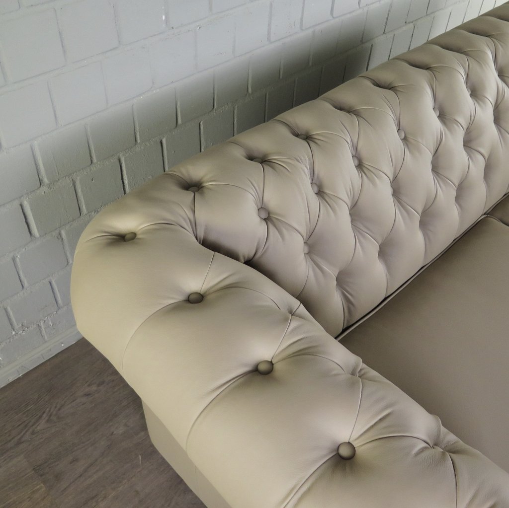 Chesterfield Couchgarnitur PU-Leder Sand