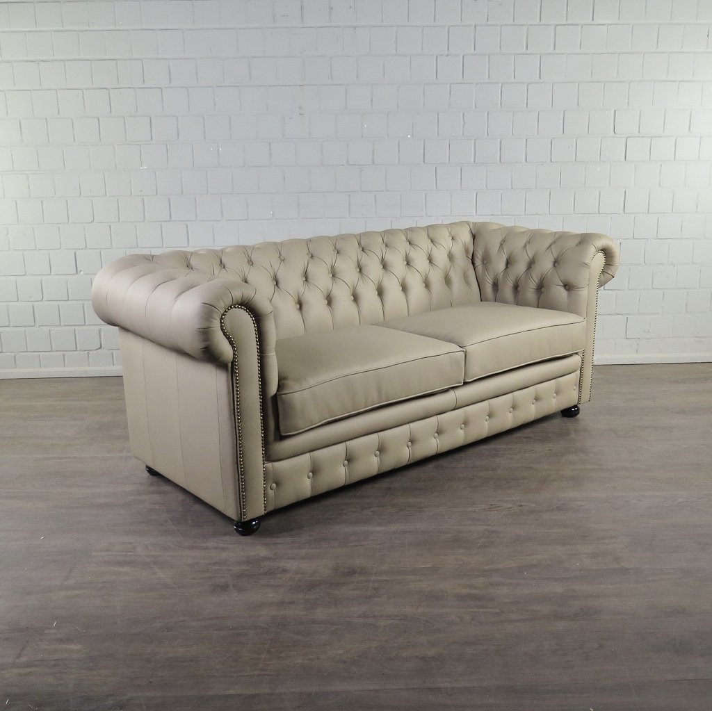 Chesterfield Couchgarnitur PU-Leder Sand
