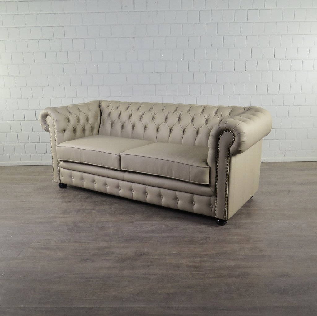 Chesterfield Couchgarnitur PU-Leder Sand