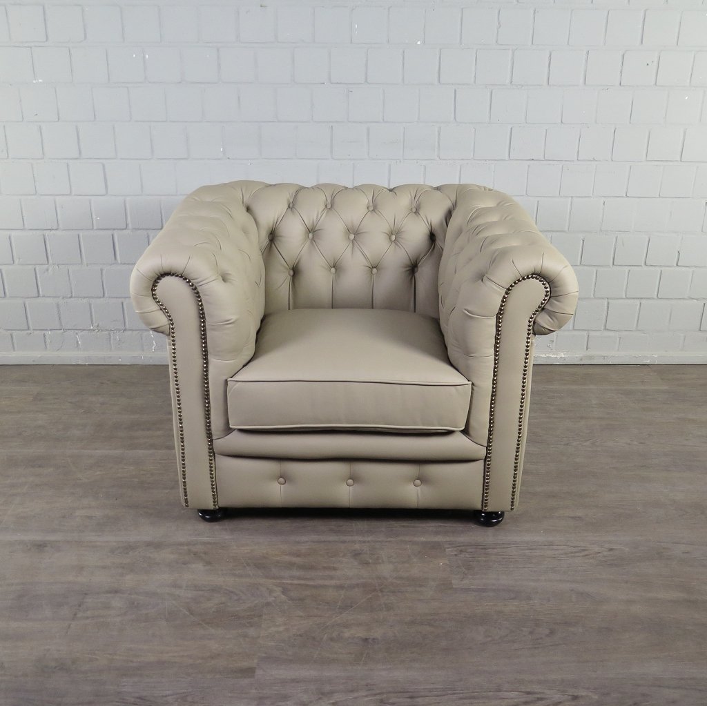Chesterfield Couchgarnitur PU-Leder Sand