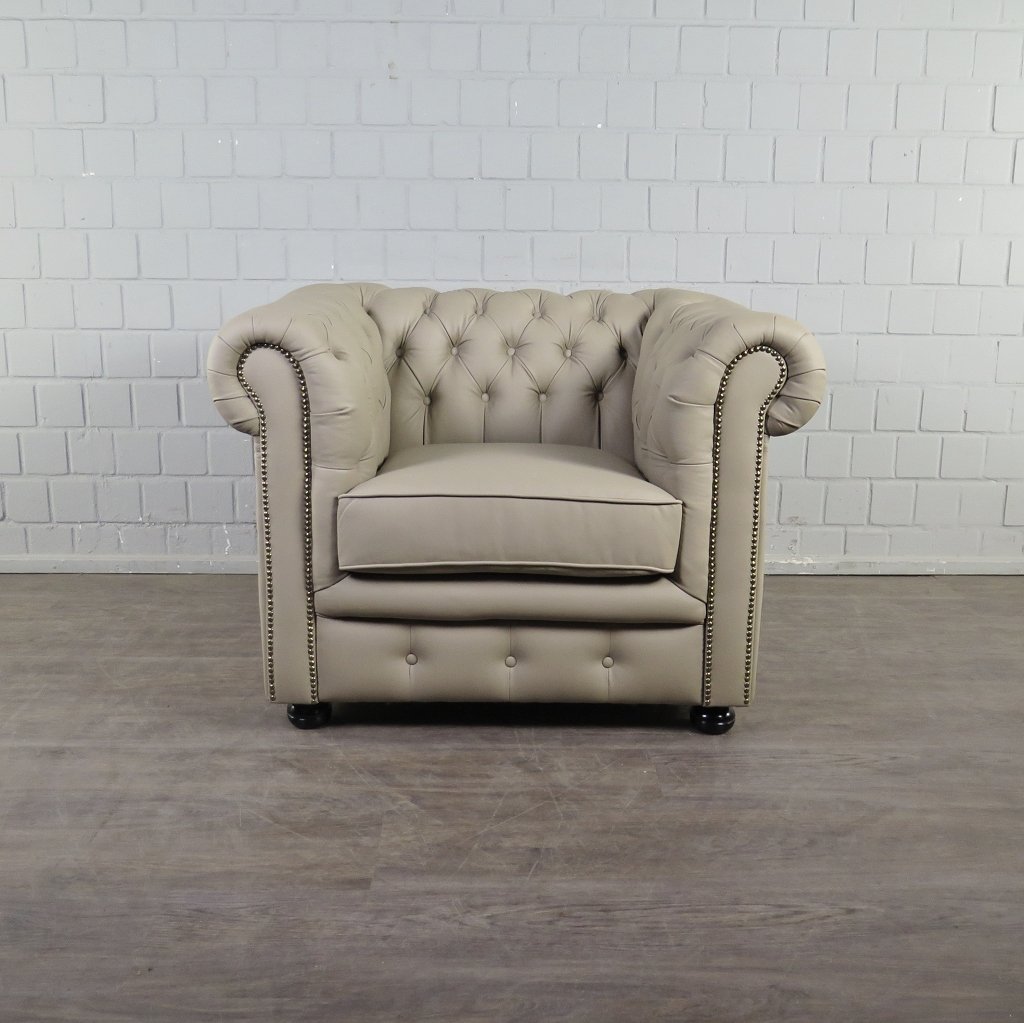 Chesterfield Couchgarnitur PU-Leder Sand