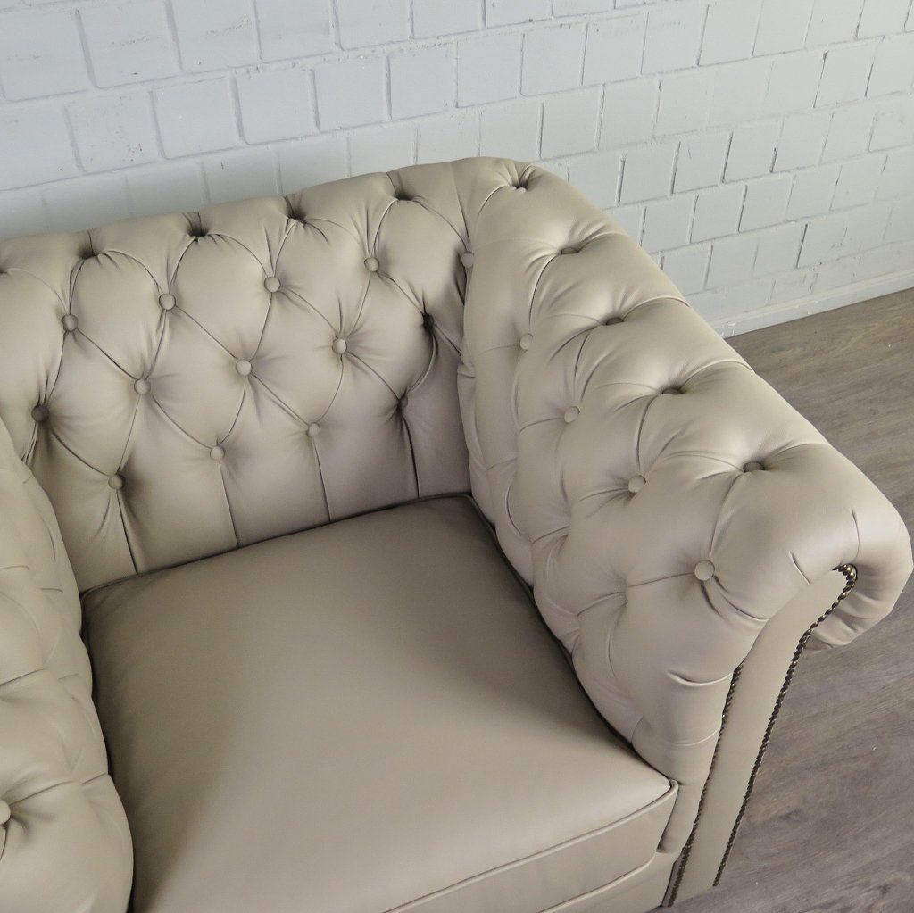 Chesterfield Couchgarnitur PU-Leder Sand