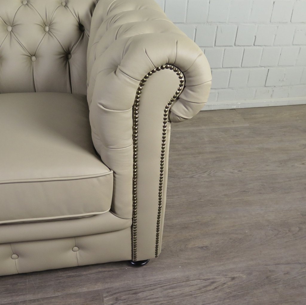 Chesterfield Couchgarnitur PU-Leder Sand