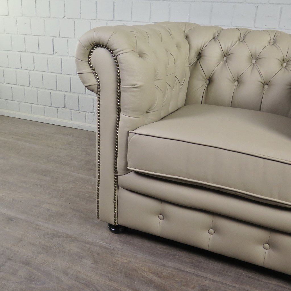 Chesterfield Couchgarnitur PU-Leder Sand