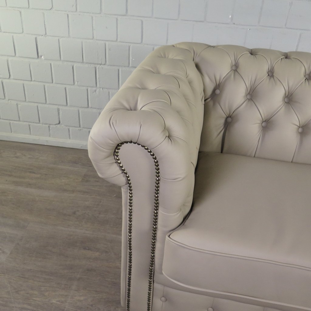 Chesterfield Couchgarnitur PU-Leder Sand