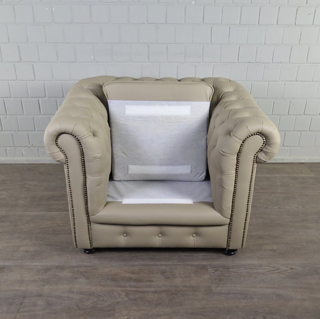 Chesterfield Couchgarnitur PU-Leder Sand