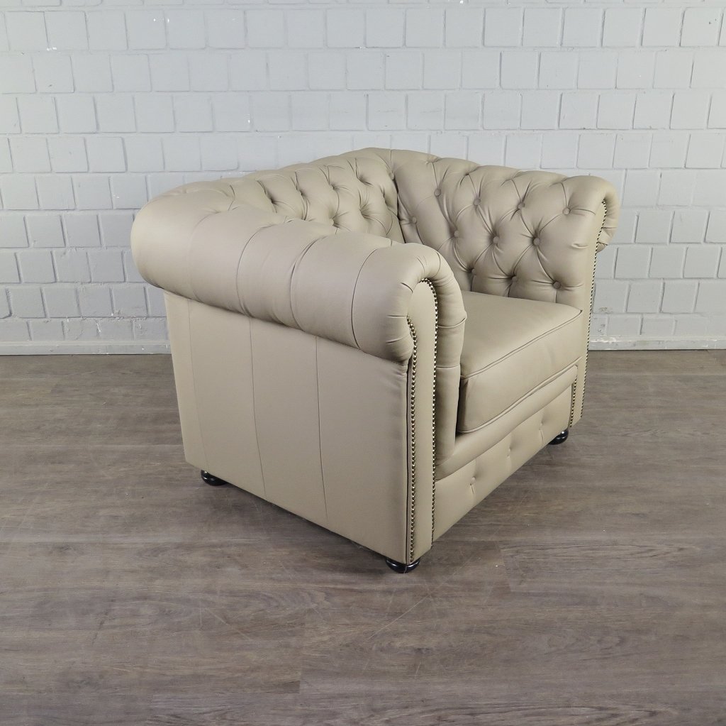 Chesterfield Couchgarnitur PU-Leder Sand