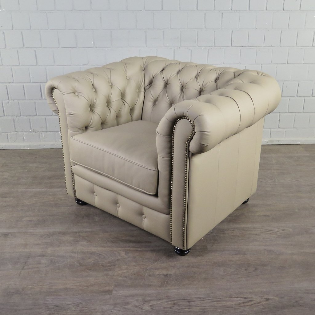 Chesterfield Couchgarnitur PU-Leder Sand