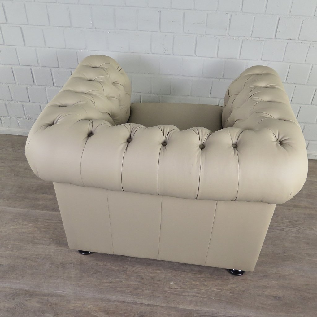 Chesterfield Couchgarnitur PU-Leder Sand