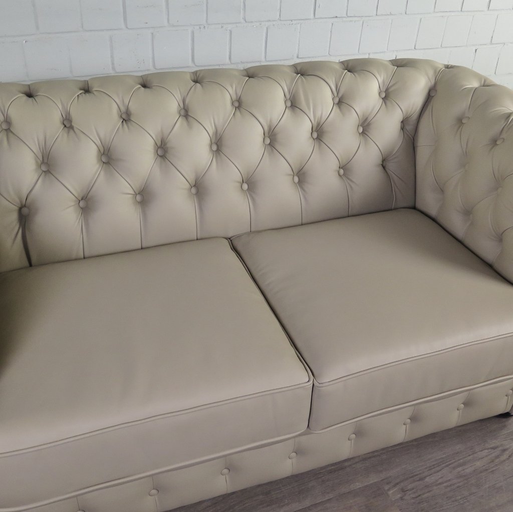 Chesterfield Couchgarnitur PU-Leder Sand