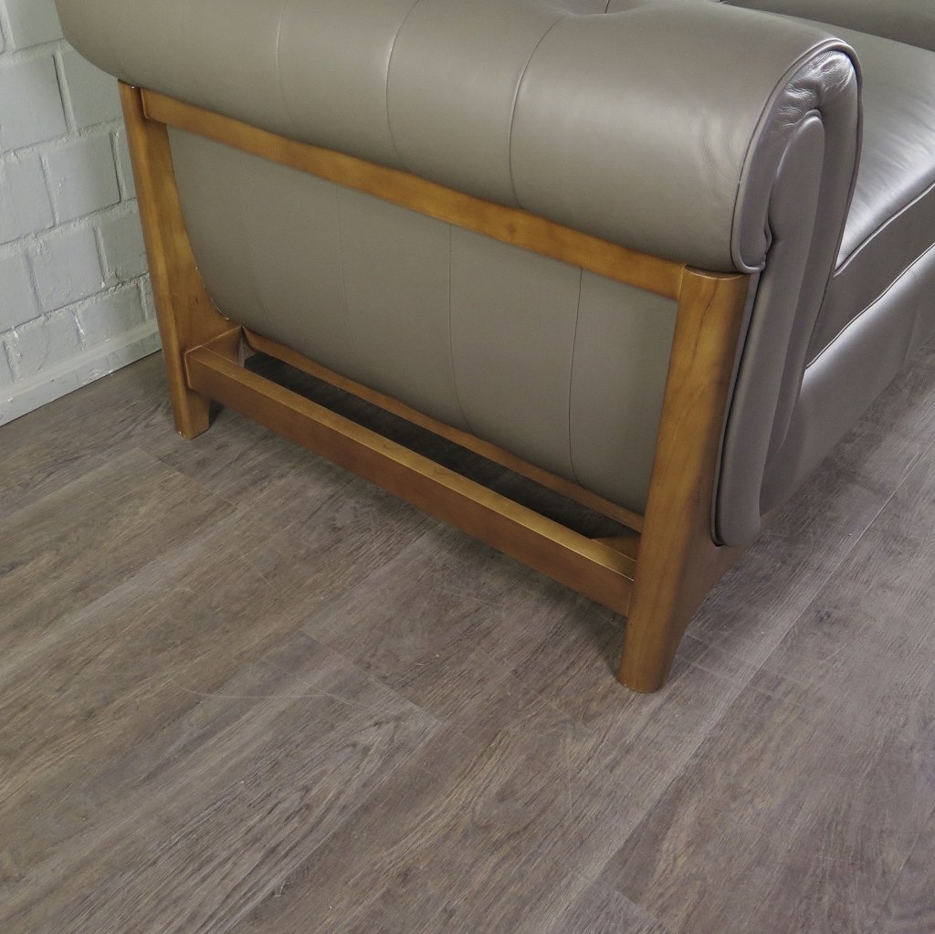 Chesterfield Sofa Couch Leder Taupe 2.20 m