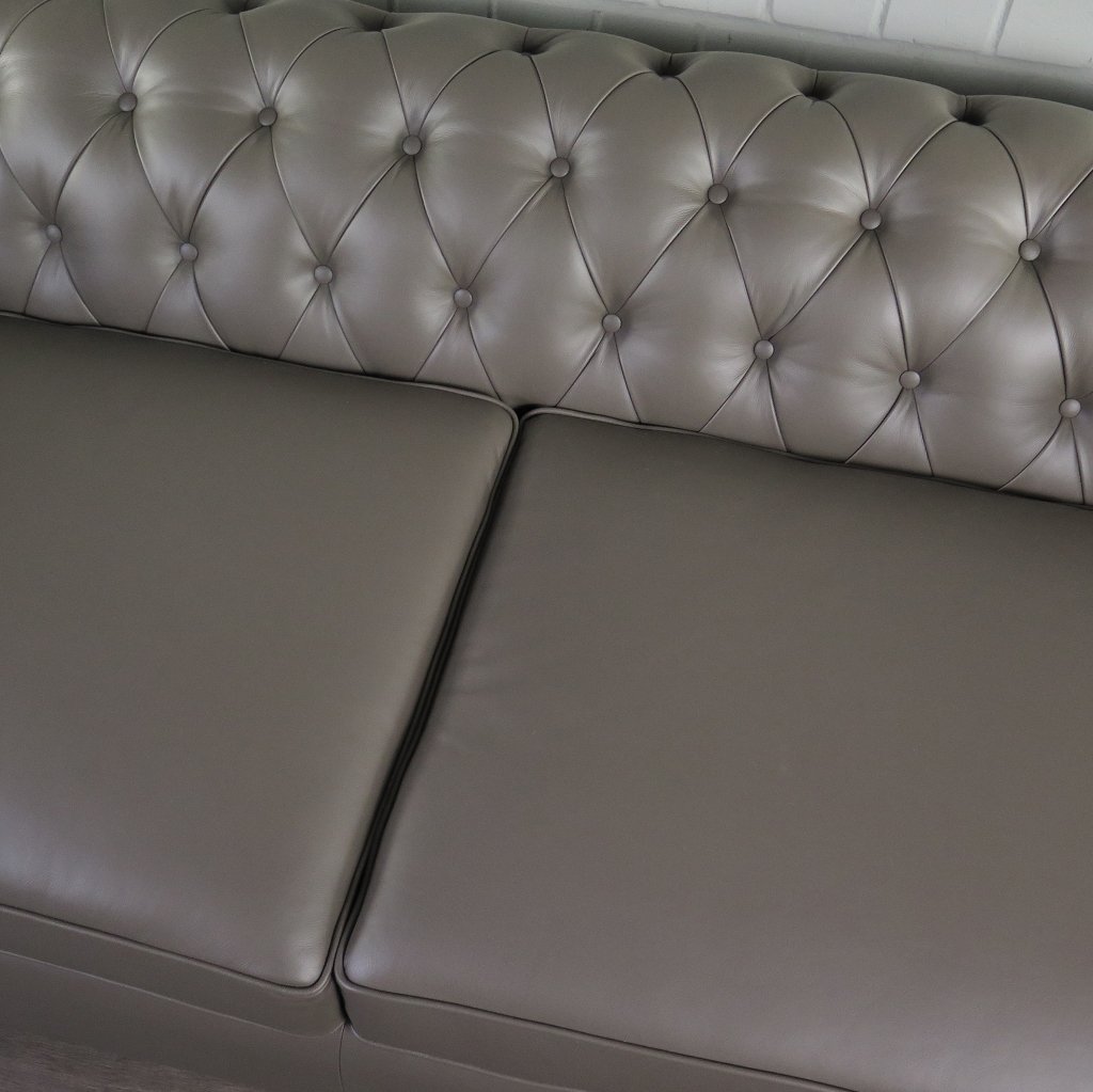 Chesterfield Sofa Couch Leder Taupe 2.20 m