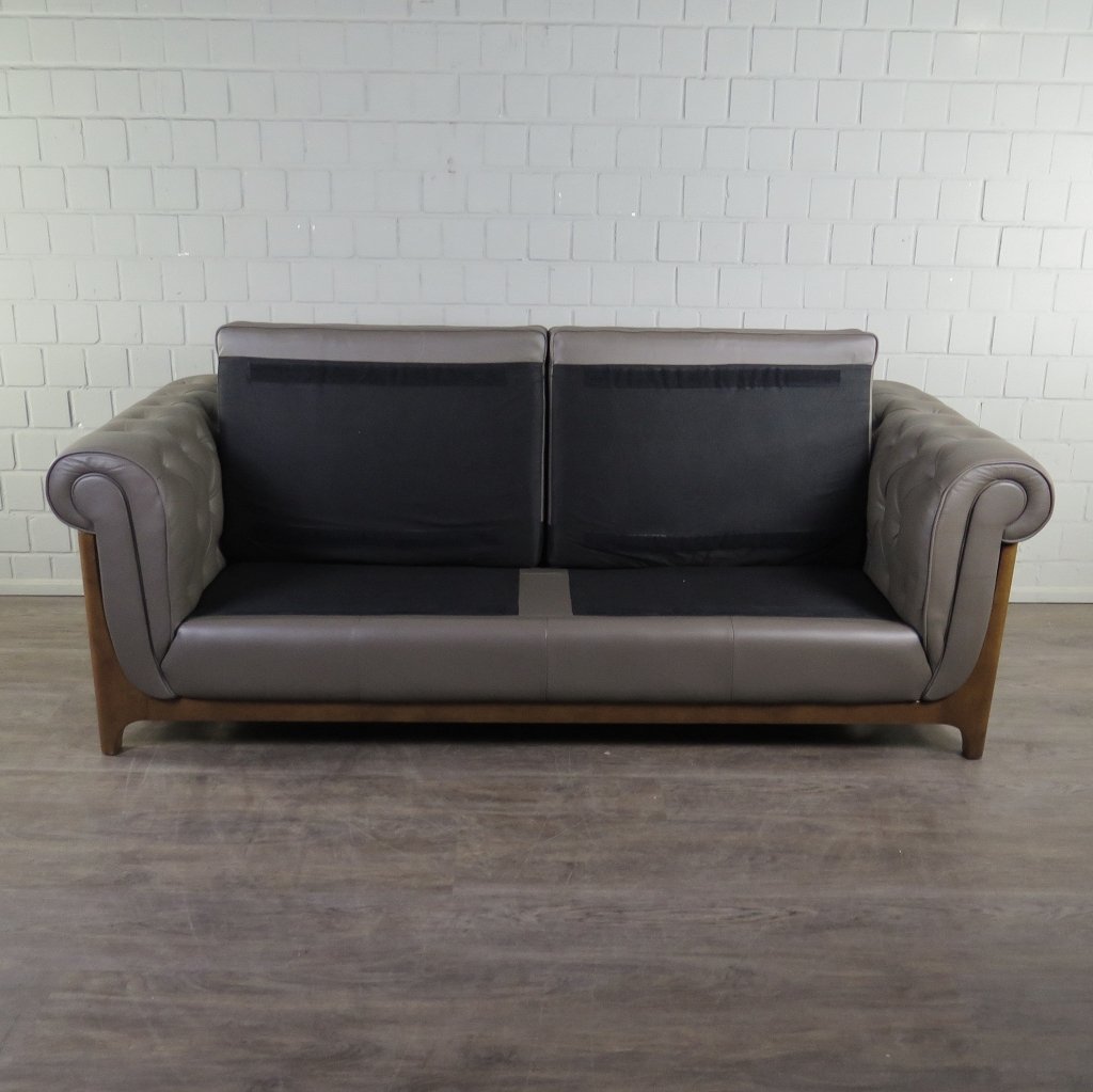 Chesterfield Sofa Couch Leder Taupe 2.20 m