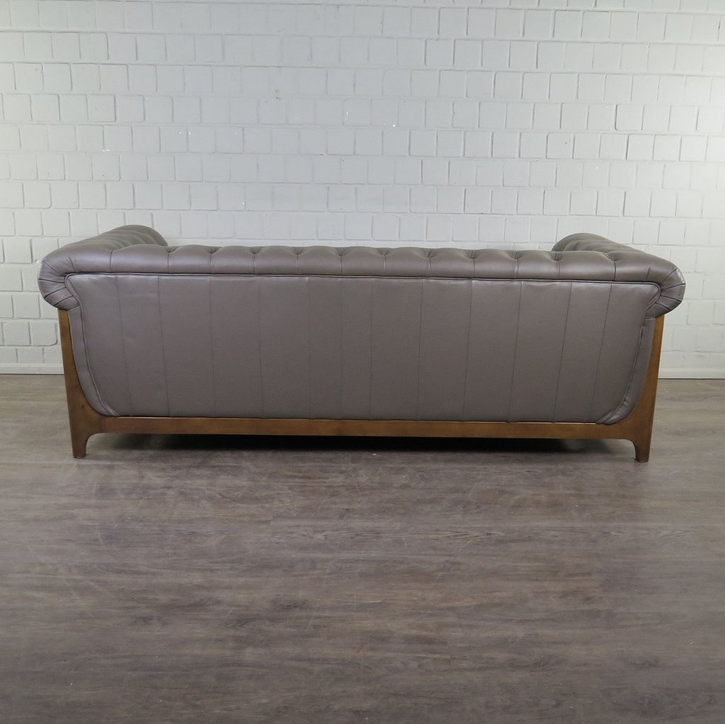 Chesterfield Sofa Couch Leder Taupe 2.20 m