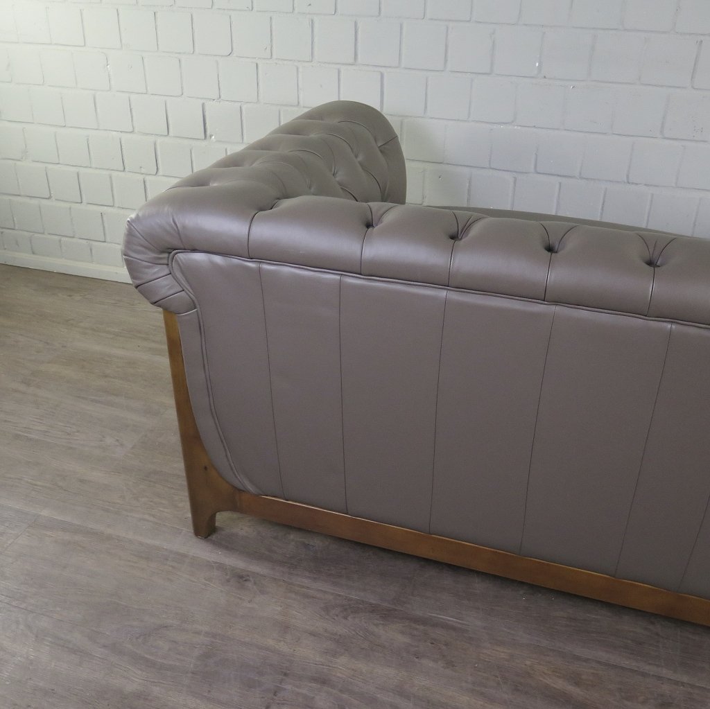 Chesterfield Sofa Couch Leder Taupe 2.20 m